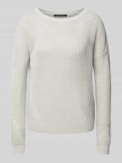 comma Strickpullover mit Rundhalsausschnitt in Silber, Größe 36