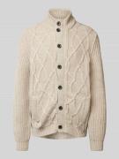 Lerros Strickjacke mit Stehkragen in Beige, Größe XL