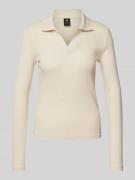 G-Star Raw Slim Fit Longsleeve mit V-Ausschnitt in Ecru, Größe M