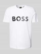 BOSS Green T-Shirt mit Label-Print in Weiss, Größe L