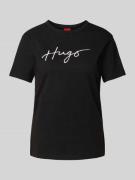 HUGO T-Shirt mit Label-Print Modell 'Damacia' in Black, Größe XS