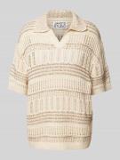 JAKE*S STUDIO MEN Regular Fit Poloshirt mit Lochmuster in Offwhite, Gr...