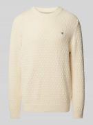 Gant Strickpullover mit Label-Stitching in Offwhite, Größe 5XL