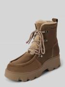 Marc O'Polo Schnürstiefel aus Velours-Leder und Warmfutter in Taupe, G...