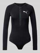 PUMA Badeanzug mit Reißverschlussleiste in Black, Größe L