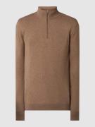 SELECTED HOMME Strickpullover mit Stehkragen in Sand Melange, Größe L
