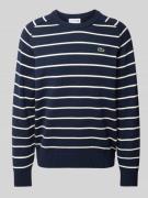 Lacoste Strickpullover mit Logo-Patch in Dunkelblau, Größe XL