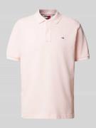 Tommy Jeans Regular Fit Poloshirt mit Logo-Stitching in Pink, Größe L