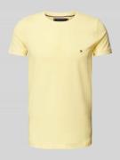 Tommy Hilfiger Slim Fit T-Shirt mit Logo-Stitching in GELB, Größe XXL