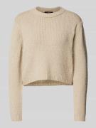 Windsor Cropped Strickpullover mit gerippten Abschlüssen in Beige Mela...