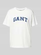 Gant T-Shirt mit Label-Print in Offwhite, Größe L