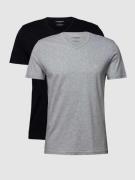 Emporio Armani T-Shirt mit V-Ausschnitt im 2er-Pack in Marine, Größe L