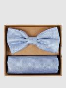 Prince Bowtie Fliege und Einstecktuch im Set mit Webmuster in Bleu, Gr...