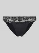 Skiny String mit Spitzenbesatz in Black, Größe 42