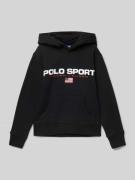 Polo Sport Hoodie mit Label-Print in Black, Größe L