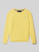 Polo Ralph Lauren Teens Strickpullover mit Zopfmuster in GELB, Größe S