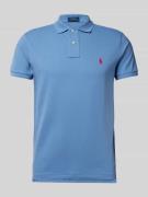 Polo Ralph Lauren Slim Fit Poloshirt mit Label-Stitching in Jeansblau,...