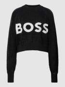 BOSS Orange Strickpullover mit Lochmuster Modell 'Fenniki' in Black, G...