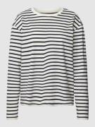 Jake*s Casual Longsleeve mit Streifenmuster in Offwhite, Größe L