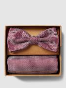 Prince Bowtie Fliege und Einstecktuch im Set mit Webmuster in Bordeaux...