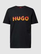 HUGO T-Shirt mit Label-Print Modell 'Danda' in Black, Größe L