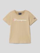 CHAMPION T-Shirt mit Label-Print in Sand, Größe 128