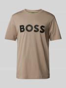 BOSS Green T-Shirt mit Label-Schriftzug in Sand, Größe L