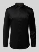 Jake*s Super Slim Fit Businesshemd mit Kentkragen in Black, Größe 35/3...