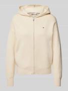 Tommy Hilfiger Sweatjacke mit Logo-Stitching in Beige, Größe S