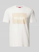 HUGO T-Shirt mit Label-Print Modell 'DULIVE' in Weiss, Größe S