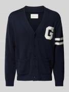 Gant Strickjacke mit Label-Patch in Marine, Größe L