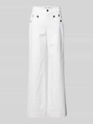 Marc Cain Wide Leg Jeans mit Zierknöpfen in Offwhite, Größe 34