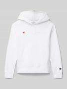 CHAMPION Hoodie mit Label-Stitching in Weiss, Größe 152