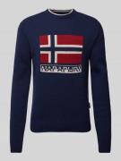 Napapijri Strickpullover mit Label-Print Modell 'SILVRETTA' in Marine,...