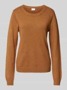 Vila Strickpullover mit Rundhalsausschnitt Modell 'Viril' in Camel, Gr...