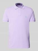 Polo Ralph Lauren Slim Fit Poloshirt mit Label-Stitching in Flieder, G...