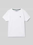 Lacoste T-Shirt mit Logo-Stitching in Weiss, Größe 140