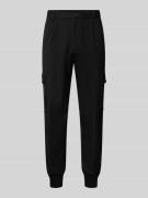 HUGO Tapered Fit Cargohose mit Strukturmuster Modell 'Glavin' in Black...