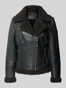 Cabrini Straight Fit Lederjacke im Biker-Look aus Lammnappa in Black, ...