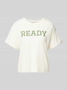 Lanius T-Shirt mit Statement-Print in Offwhite, Größe 34