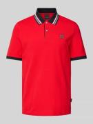 bugatti Regular Fit Poloshirt mit Label-Badge in Rot, Größe L