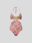 Emilio Pucci Badeanzug mit Allover-Muster in Rosa, Größe 40