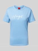 HUGO T-Shirt mit Label-Print Modell 'Damacia' in Hellblau, Größe L