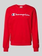 CHAMPION Sweatshirt mit Label- und Logo-Stitching in Rot, Größe XXL