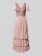 LACE & BEADS Cocktailkleid aus Tüll in Rose, Größe XXS