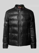 BOSS Orange Lederjacke mit Steppnähten Modell 'Jobear' in Black, Größe...