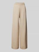 QS Wide Leg Stoffhose mit elastischem Bund in Dunkelbraun, Größe L