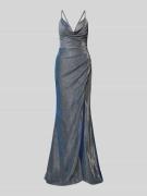 Luxuar A-Linien Abendkleid mit Wasserfall Ausschnitt in Marine, Größe ...