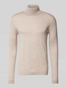 Roy Robson Wollpullover mit Rollkragen in Beige, Größe S