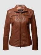 Cabrini Lederjacke mit Crinkle-Effekt in Cognac, Größe 36